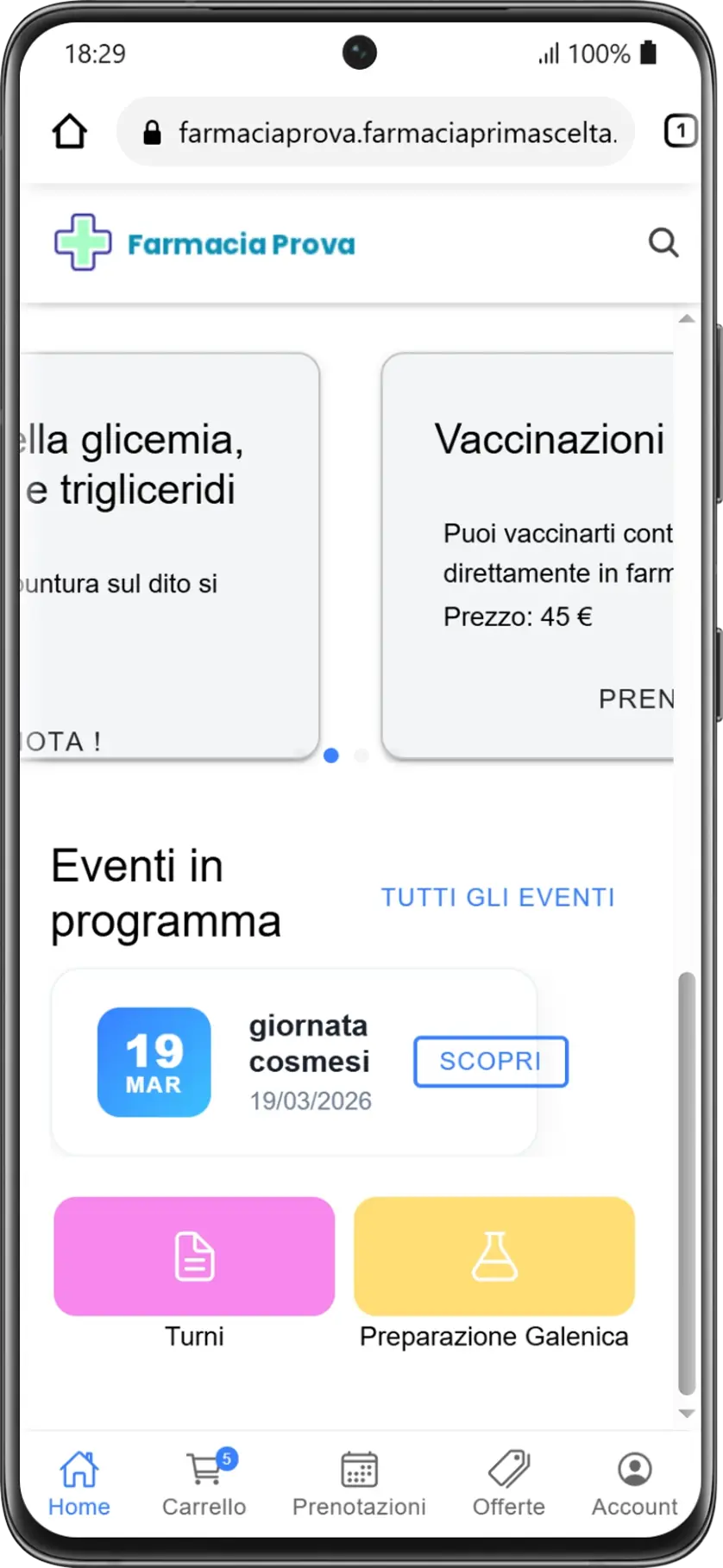 Accesso rapido alle funzioni dell'app